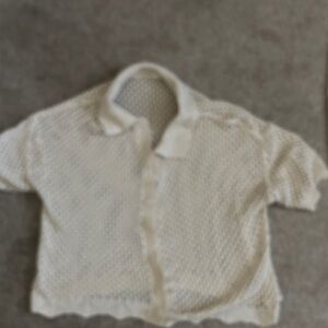 Ladies very very light crochet knit top-beige
